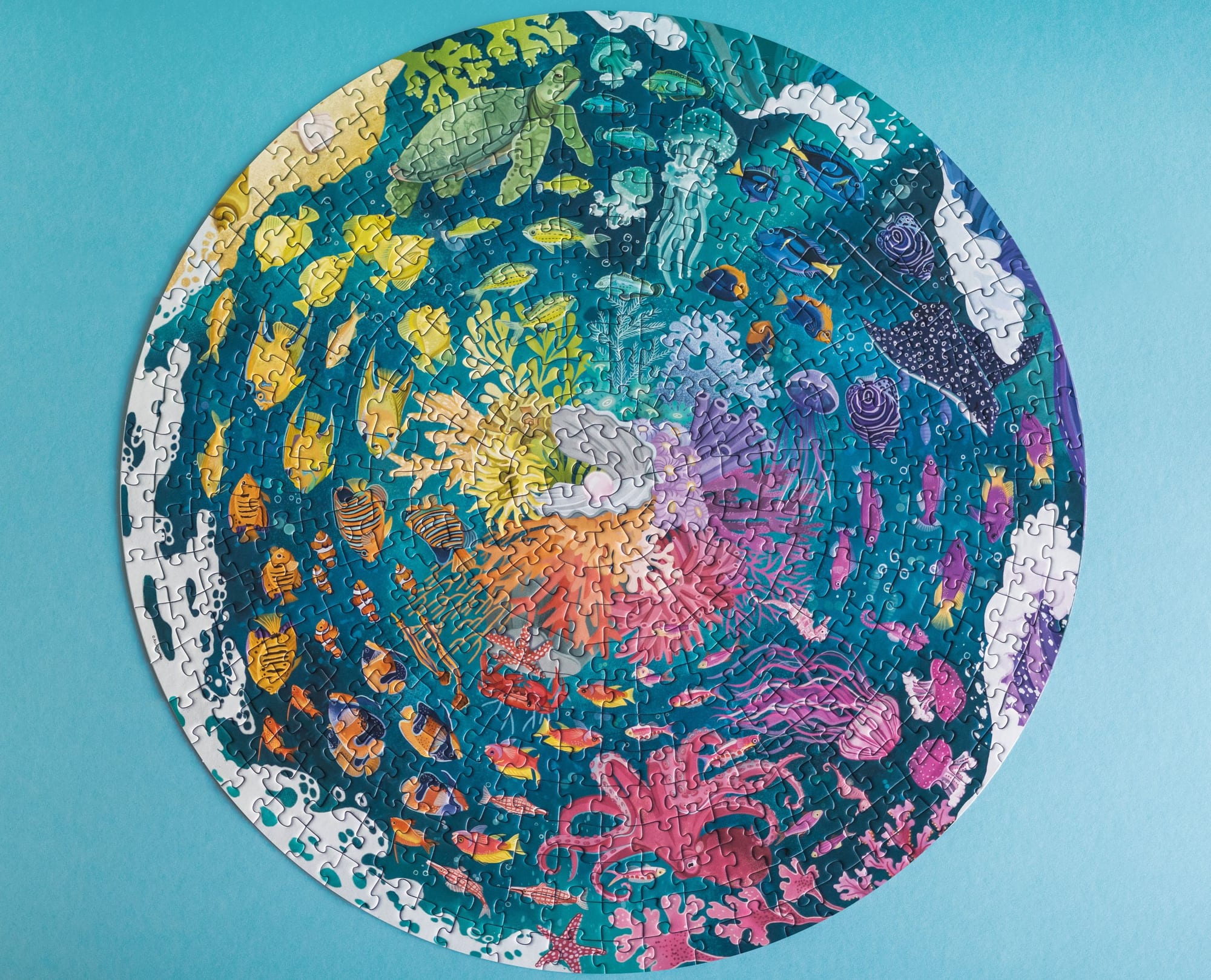 Circular puzzle illustration shown as a finished product.