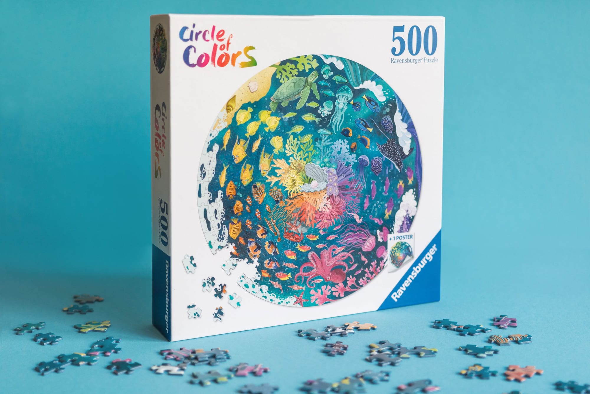 Second detail of the puzzle showing the manta ray and sea turtle.