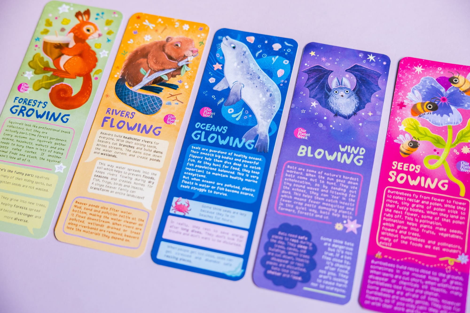Pair of bookmark fans laid out.