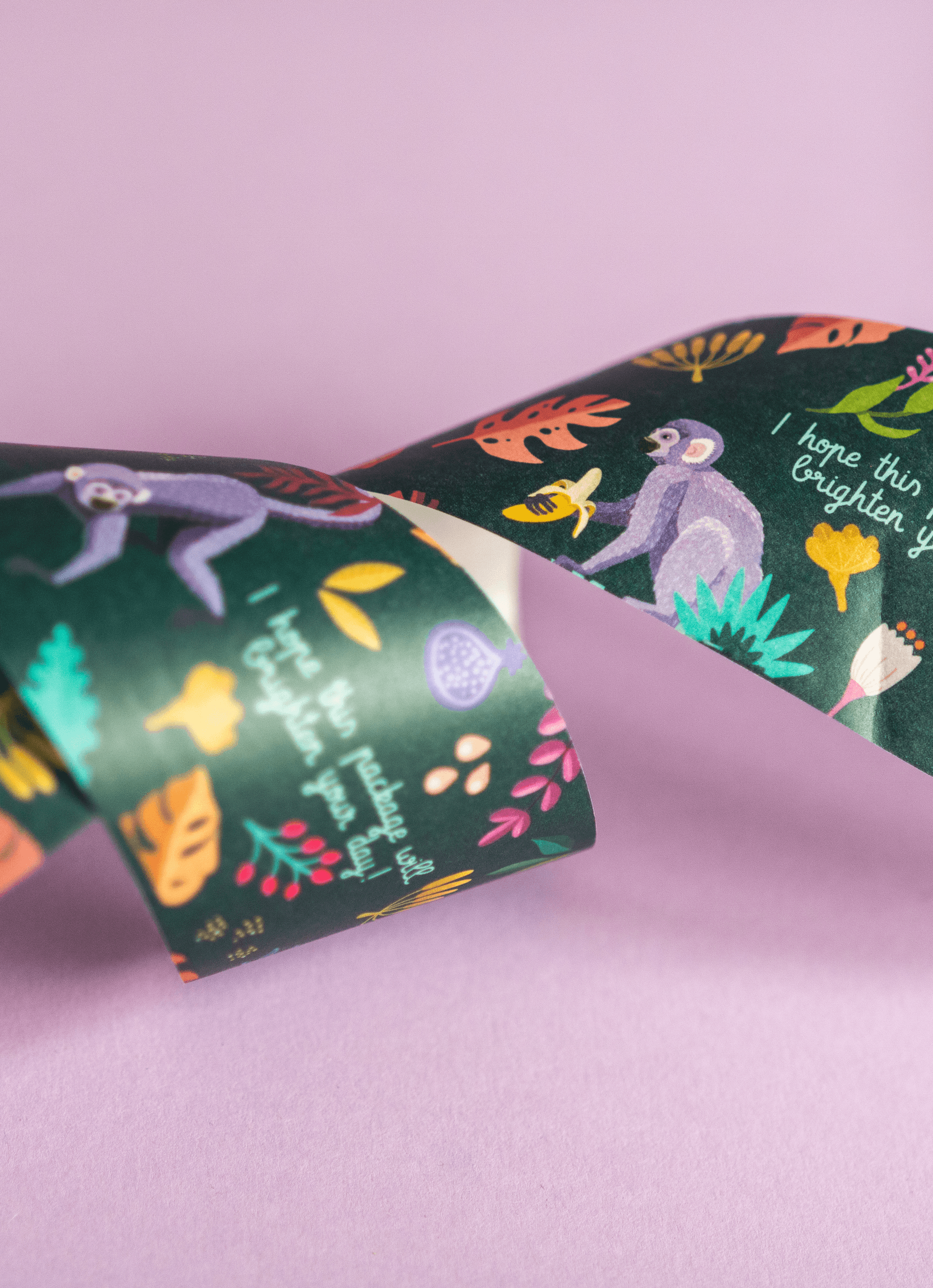 Full jungle pattern with animals and wildlife, used for tissue paper and tape.