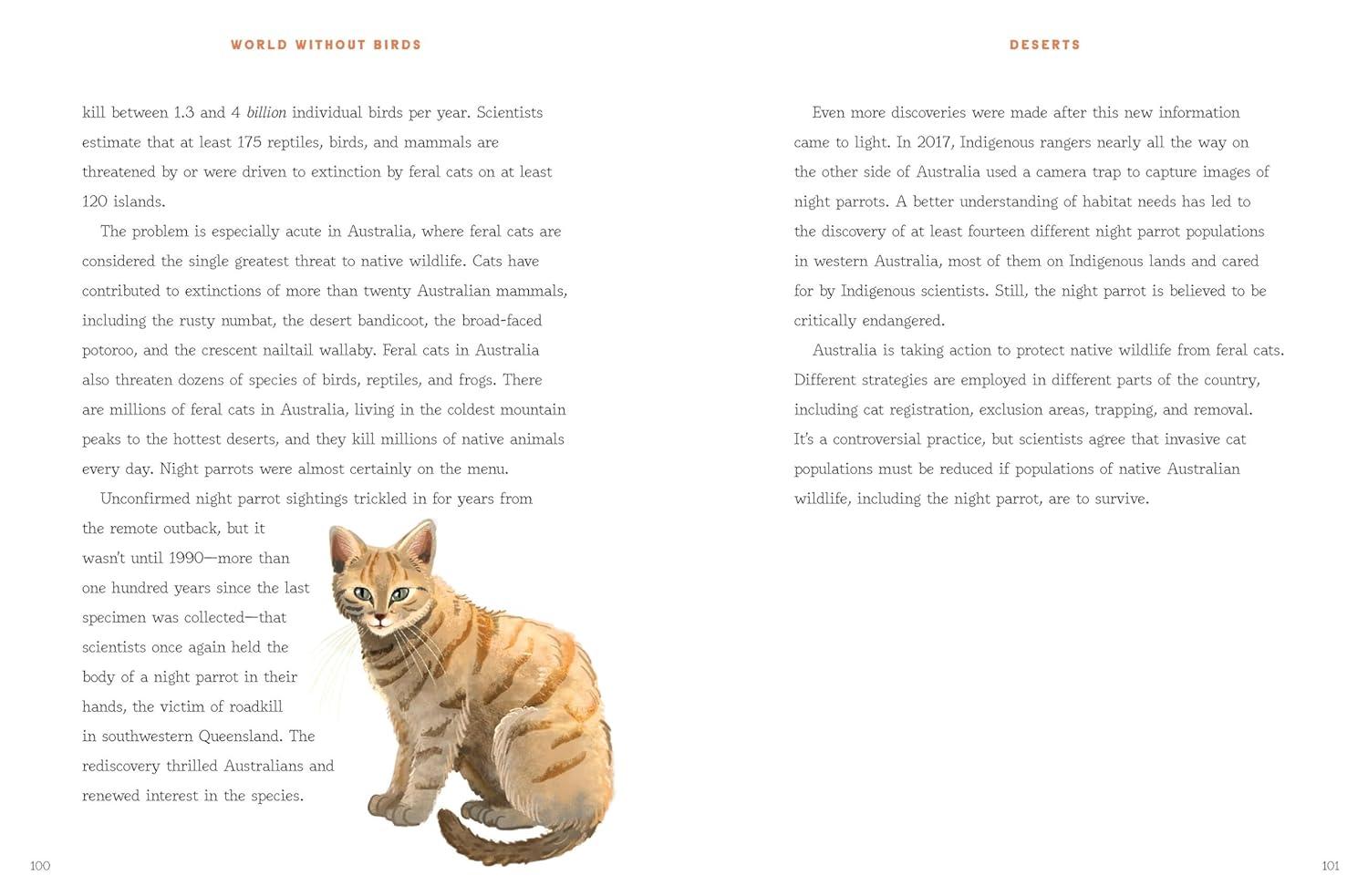 Feral cats and the threat to native wildlife, desert chapter spread.